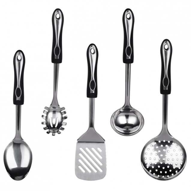 utensilios de cocina de acero inoxidable y mango de nylon