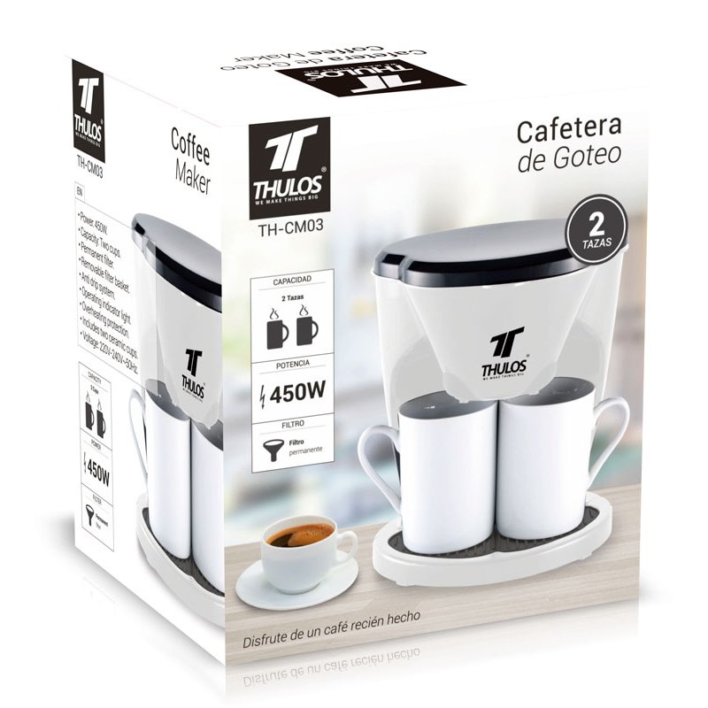 Cafetera goteo 2 tazas negra THULOS TH-CM03 BK