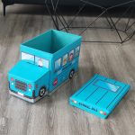 Bus escolar azul caja de guardado