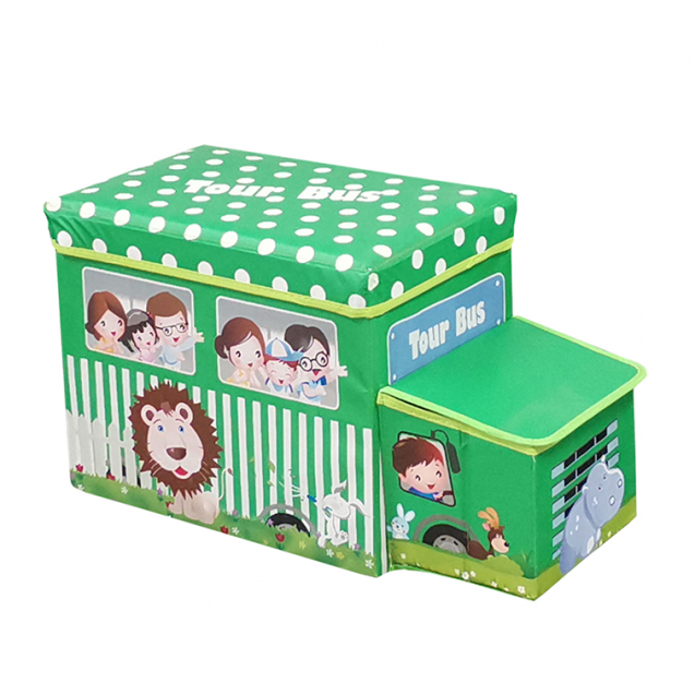 Caja almacenaje para niños tour bus verde
